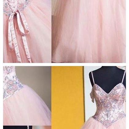 Spark Queen Pink Ball Gown Prom Dress,long Prom..