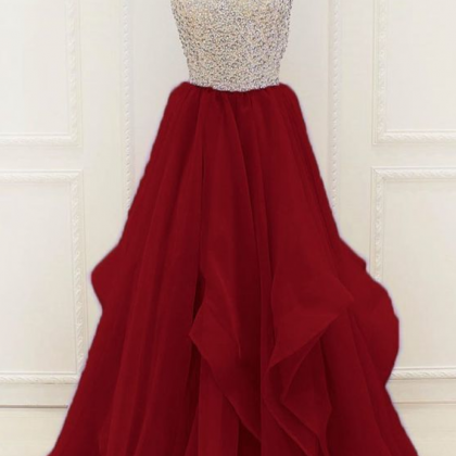 Gorgeous Beaded Sequins Prom Dresses Keyhole..