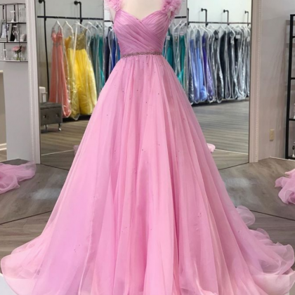 Charming A Line Sweetheart Pink Long Prom/evening..