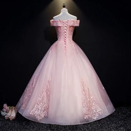 Ball Gown Long Tulle Party Dress, Off Shoulder..