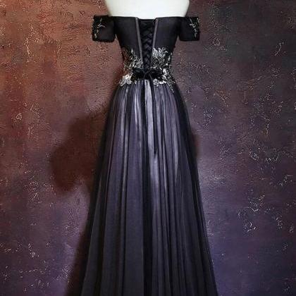 Off Shoulder Tulle Long Prom Dress, Evening Party..