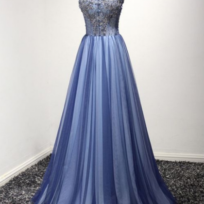Unique Long Tulle Formal Dress With Sparkly..