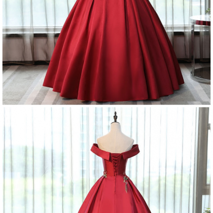 Satin Long Off Shoulder Party Dress, Ball Gown..