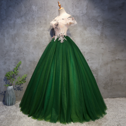 Beautiful Tulle Handmade Long Party Dress, A-line..