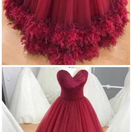 A-line Sweetheart Burgundy Tulle Long Prom Dress with Ruched