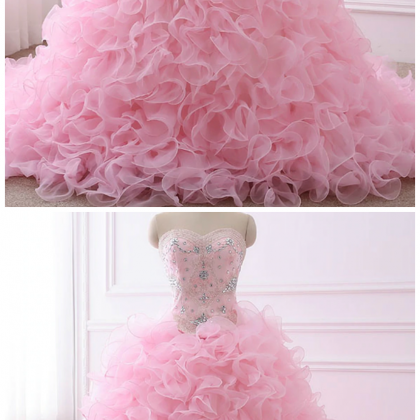 2022 Quinceanera Dresses Ball Gown Sweetheart Floor Length Organza With Beading Sash Ruffles main image 1