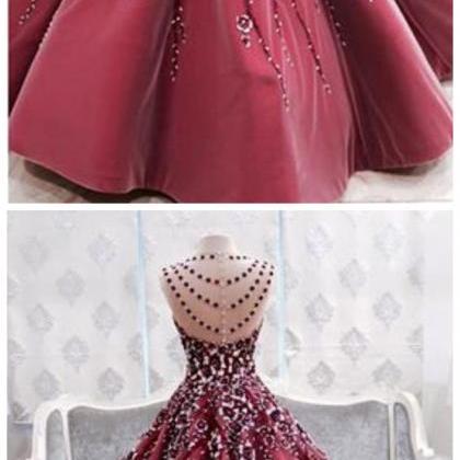 Burgundy Evening Gowns,party Dresses,burgundy..