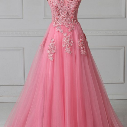 Tulle Scoop Neck 3d Lace Applique Evening Dress,..