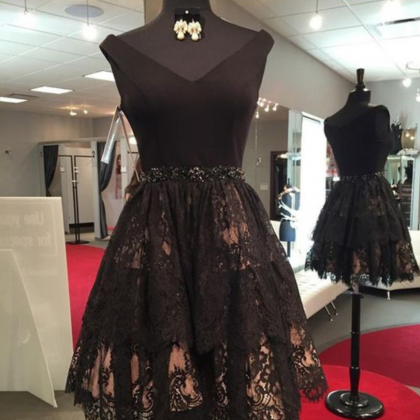 Short Lace Homecoming Dresses With Beading,..