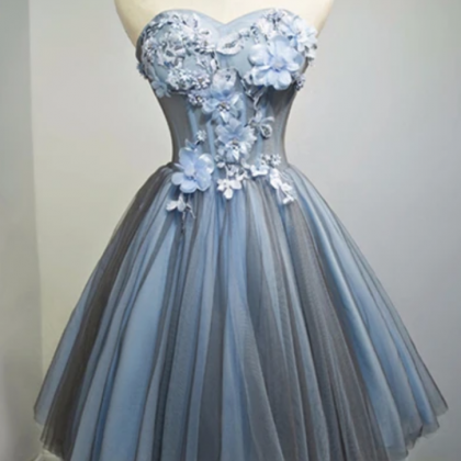Elegant 3D Flower Prom Dress (With Pad)