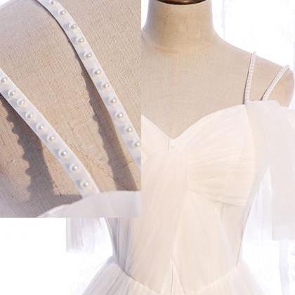 White Sweetheart Tulle Long Prom Dress White..