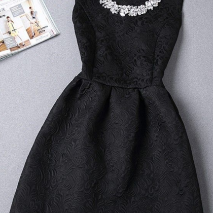 Beaded Prom Dress,black Prom Dress,mini Prom..