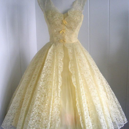 Vintage Ball Gown Homecoming Dresses V Neck Lace..