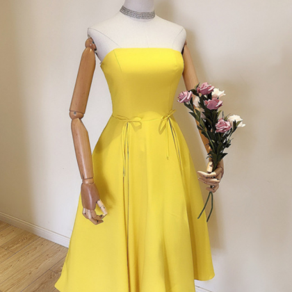 Cute Yellow Bridesmaid Dress, Short Prom Dress,..