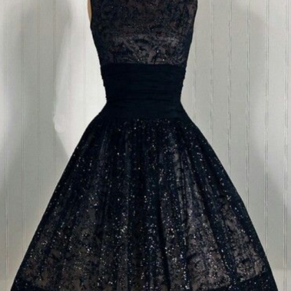 Black Sccop Shiny Short Homecoming Dress