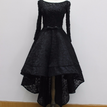 Black Prom Dress , Black Lace Prom Dress , Long..