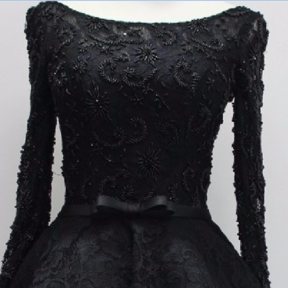 Black Prom Dress , Black Lace Prom Dress , Long..