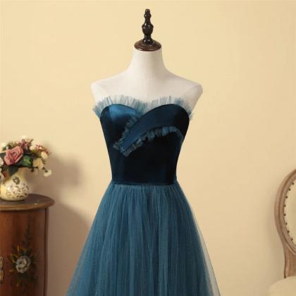 Prom Dresses,peacock Blue Prom Dress Sleeveless..