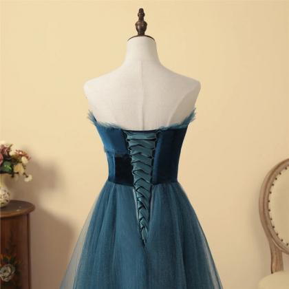 Prom Dresses,peacock Blue Prom Dress Sleeveless..