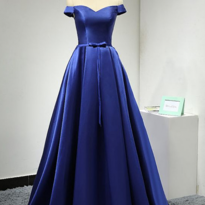 Prom Dresses,royal Blue Prom Dress, Satin Floor..