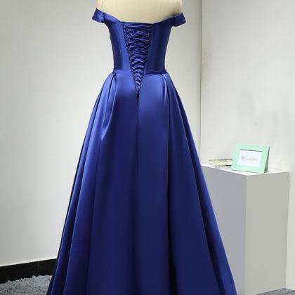 Prom Dresses,royal Blue Prom Dress, Satin Floor..