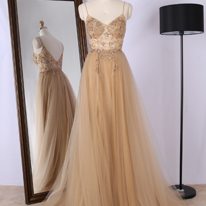 Prom Dresses,customized V Neck Spaghetti Strap..