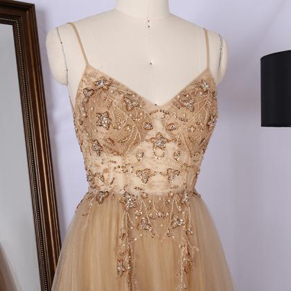 Prom Dresses,customized V Neck Spaghetti Strap..