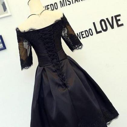 Homecoming Dresses,black Lace Short Prom Dress,..