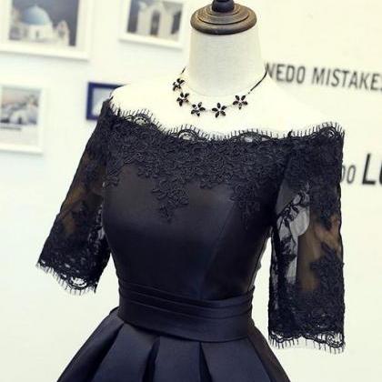 Homecoming Dresses,black Lace Short Prom Dress,..