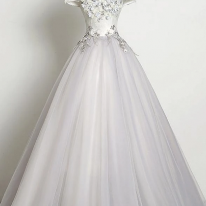 Prom Dresses,elegant Tulle Appliqué Prom Gown..