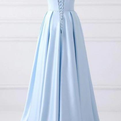 Prom Dresses,elegant Beaded Pockets Strapless Long..