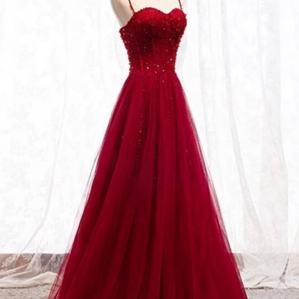 Prom Dresses,tulle Beaded A-line Prom Dress,..