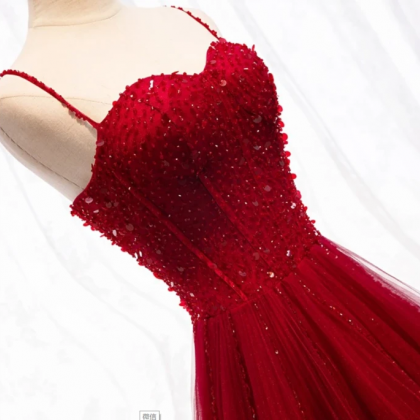 Prom Dresses,tulle Beaded A-line Prom Dress,..