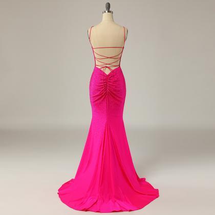 Prom Dresses,spaghetti Strap Prom Dress High Split..