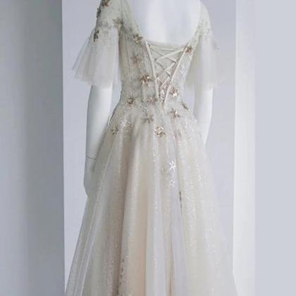 Prom Dresses,tulle Sequin Tea Length Prom Dress,..