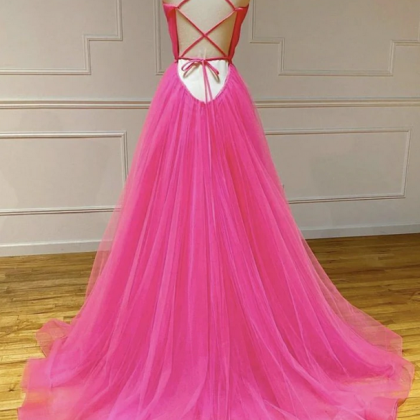 Prom Dresses,Simple v neck tulle lo..