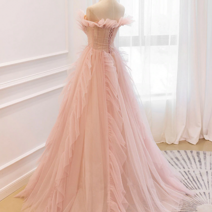 Prom Dresses,off Shoulder Tulle Long Prom Dress, A..