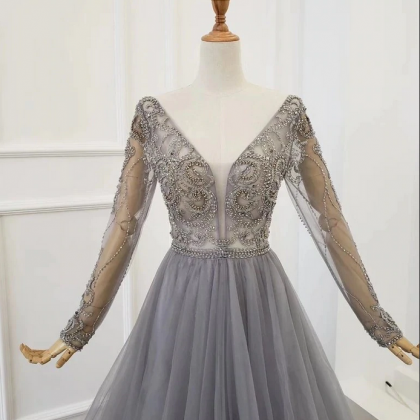 A Line V Neck Tulle Prom Dress Layered Birthday Party Dress 2403