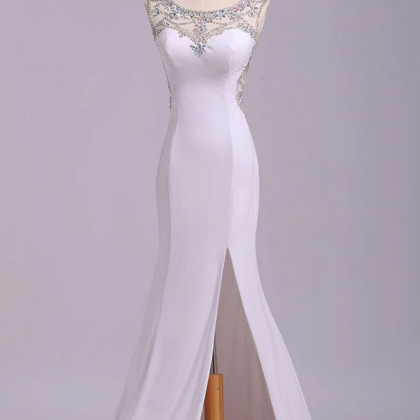 Prom Dresses,mermaid Sleeveless Split Prom Dress..
