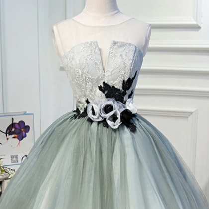 Ball Gown Homecoming Dresses, See Through Lace..