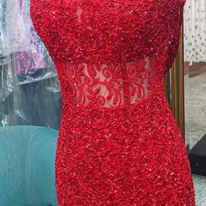 Tight Red Homecoming Dress With Cowl Back