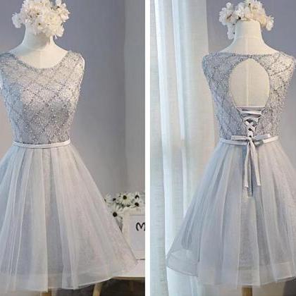 Lovely Short Beaded Homecoming Dresses, Cute Party..