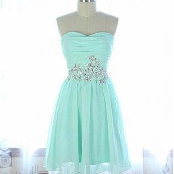 Simple And Cute Chiffon Sweetheart Prom Dresses,..