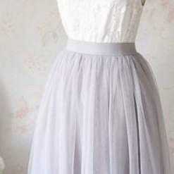Simple High Neck Lace Short Dress,v Neck Tulle..