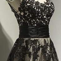 Classical Black Length Party Dress, Black Formal..