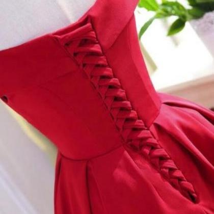 Red Tea Length Vintage Style Wedding Party Dress,..