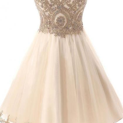Cute Short Homecoming Dress With Appliques
