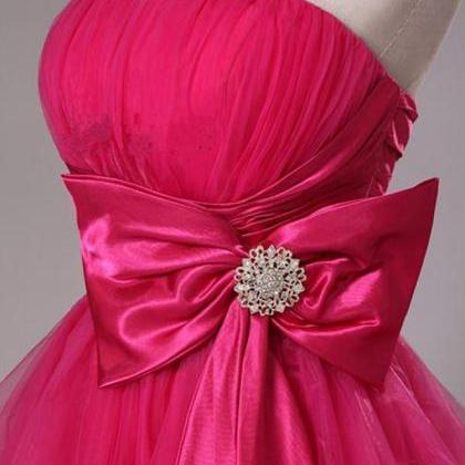 Strapless Pleated Short Homecoming Dress Party Dress With Bow Sash on ...