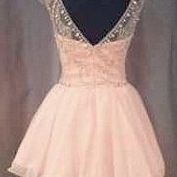 New Hot Sale V-neck Lace Cap Sleeves short Prom Dress, Elegant homecoming dresses, HD0323