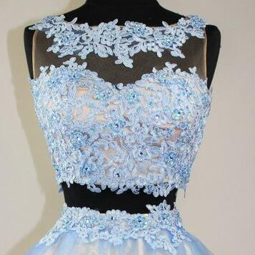 Two Pieces Classy Homecoming Dress,lace Homecoming..